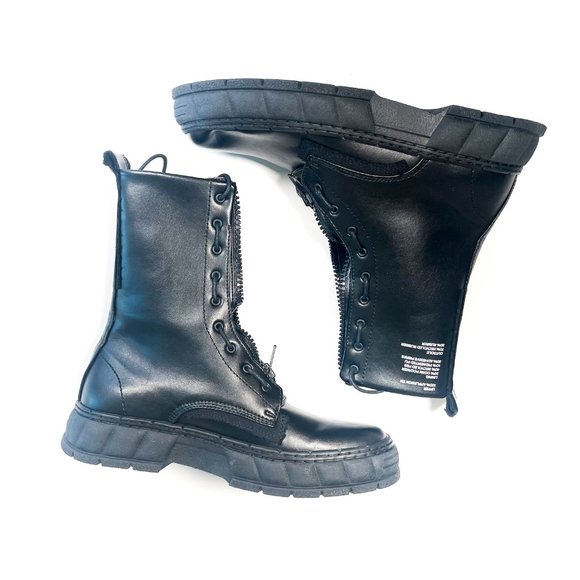 Jackson Wang VIRON Apple Faux Leather Tall Zip Combat Boots Music Video Worn main image 6